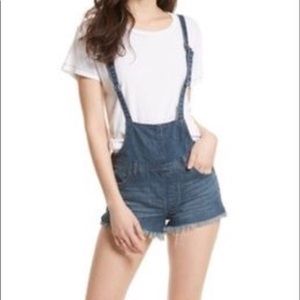 Free People We the Free Denim Frayed Overalls 27